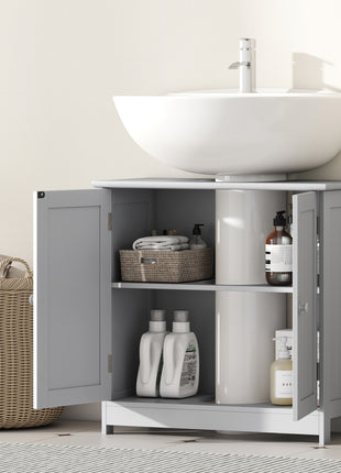 Bathroom Vanity Cabinet, Under Sink Bathroom Cabinet with 2 Doors and Adjustable Shelf, Light Gray