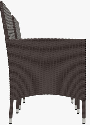 2 PCS Rattan Wicker Dining Chairs with Cushions and Anti-Slip Foot, Patio Stackable Chairs Set for Backyard, Garden, Lawn, Dark Coffee