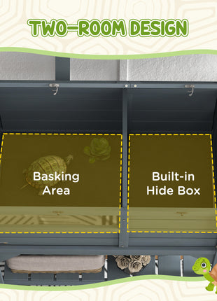 Tortoise Habitat with Shelf Storage Tortoise Gift Accessory with Weather Protection for Indoor, Gray