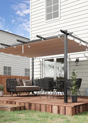 10' x 13' Outdoor Pergola Gazebo Backyard Canopy Cover Adjustable Sunshade, Gray
