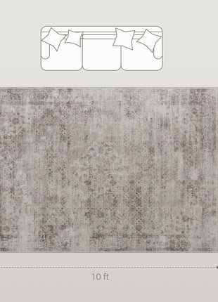 Machine Washable Area Rug 8x10, Non-Slip Traditional Floor Carpet for Living Room, Bedroom, Light Mixed-Brown