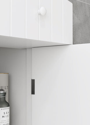 Bathroom Storage Cabinet, Free Standing Bathroom Storage Unit, Tall Linen Tower with 3-Tier Shelves and Drawer, White