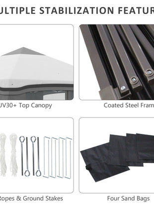 10' x 10' Pop Up Canopy Tent with Netting, Instant Tents for Parties, Height Adjustable, with Wheeled Carry Bag and 4 Sand Bags for Outdoor, Garden, Patio, Gray