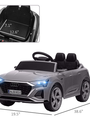 Audi Q8 e-tron Sportback Licensed 12V Battery Powered Kids Electric Car w/ Spring Suspension, Soft Start, Gray