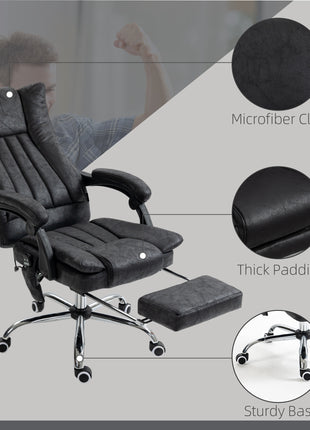 Massage Office Chair, 6 Points and Heat, Reclining Computer Chair with High Back, Adjustable Height and Footrest, Black