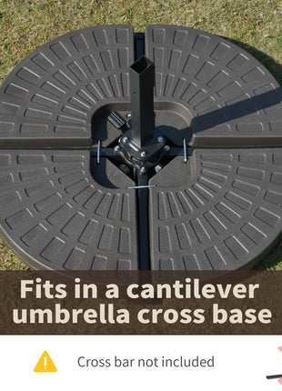 4 Pieces Cantilever Patio Umbrella Base, Fan Shaped Umbrella Weight w/ Built-In Handles & Rugged Material, 148 lbs Water and 220 lbs Water and Sand, Coffee