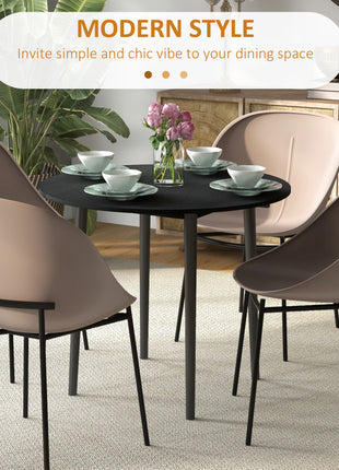 Folding Dining Table, Round Drop Leaf Kitchen Table for Small Spaces with Wood Legs, Black