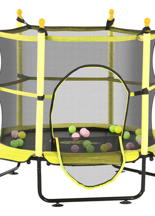 4.6' Trampoline for Kids with Safety Enclosure & Ball Pit, Yellow