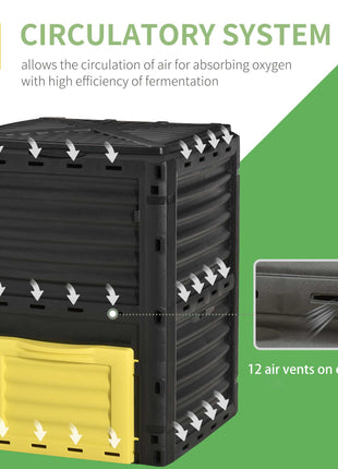 Garden Compost Bin 80 Gallon Outdoor Large Capacity Composter Fast Create Fertile Soil Aerating Box, Yellow
