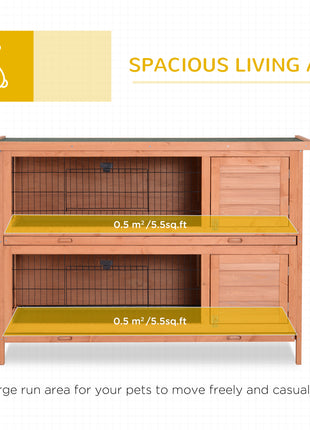 54" 2-Story Large Rabbit Hutch Bunny Cage Wooden Pet House Small Animal Habitat Lockable Doors, Tray, Roof, Orange