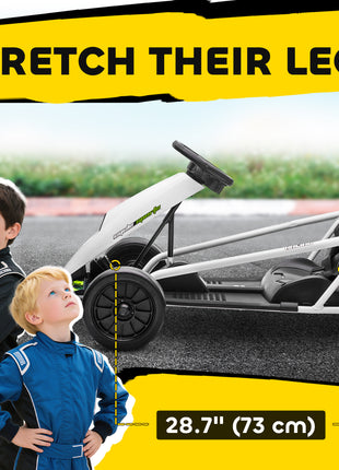 24V Electric Go Kart for Kids, Drift Ride-On Racing Go Kart with 2 Speeds, for Boys Girls Aged 8-12 Years Old, White