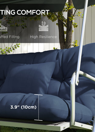 59" Tufted Bench Cushions & Throw Pillows, Replacement Bench Seat Pad, Back & 2 Pillows for Outdoor Furniture, Navy Blue