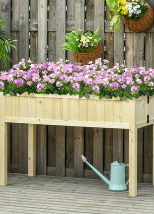 Raised Garden Bed Elevated Wooden Planter Box with Space-Saving Folding Design, Drainage Holes, & Inner Liner for Vegetable Fruit Herb Grow