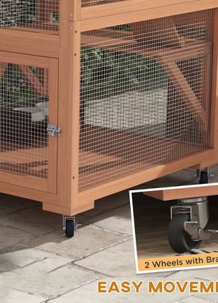 Catio, Outdoor Cat Enclosure House on Wheels with Hammock, Orange