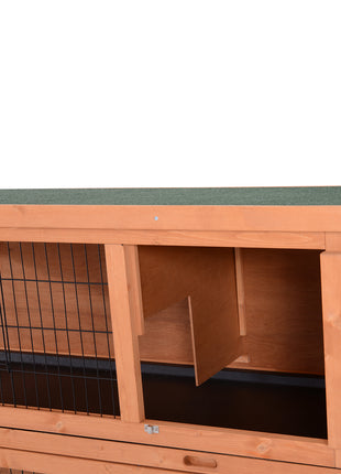54" 2-Story Large Rabbit Hutch Bunny Cage Wooden Pet House Small Animal Habitat Lockable Doors, Tray, Roof, Orange