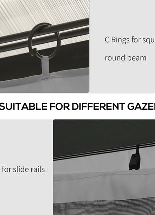 9.84' x 13.1' Gazebo Sidewall Set with Hooks/C-Rings, Light Gray