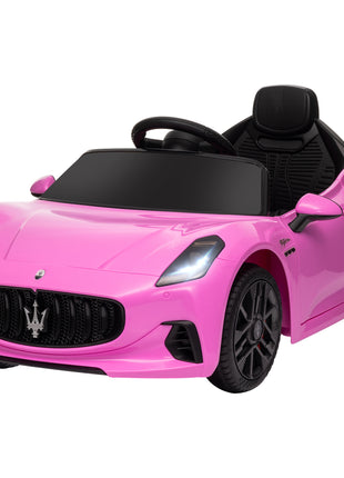 Maserati Gran Turismo Licensed 12V Kids Electric Car w/ Remote Control, Soft Start, LED Lights, Music, Horn, Pink