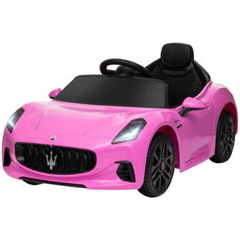 Maserati Gran Turismo Licensed 12V Kids Electric Car w/ Remote Control, Soft Start, LED Lights, Music, Horn, Pink
