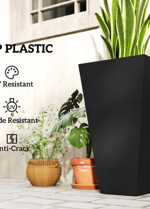 Tall Planters for Outdoor Plants Set of 3, 28 In Taper Planters with Drainage Holes, Indoor Grande Plant Pots, Front Porch Decor, Black