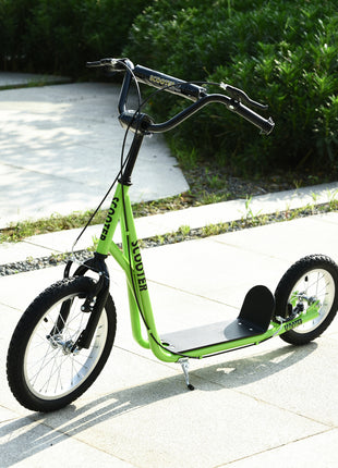 Teens Youth Scooter Ride On Toy with Adjustable Handlebar, Dual Brakes, and Inflatable Wheels For Kids 5+ - Green