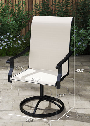 Patio Swivel Chairs Set of 2, High Back Patio Dining Chairs with All-Weather Mesh for Backyard, Lawn, Garden, Cream