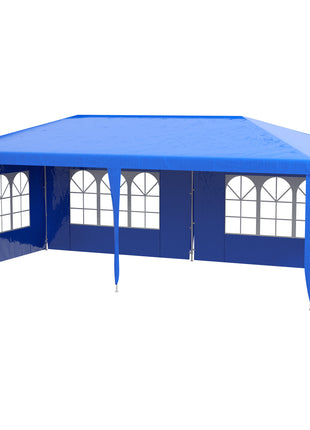 9.6' x 19' Large Party Tent, Outdoor Event Shelter, Gazebo Canopy with 4 Removable Window Sidewalls for Weddings, Picnics, Blue