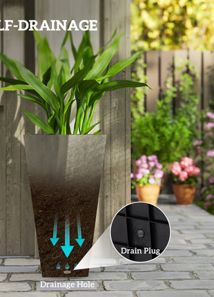 Tall Planters for Outdoor Plants Set of 3, 28 In Taper Planters with Drainage Holes, Indoor Grande Plant Pots, Front Porch Decor, Grey