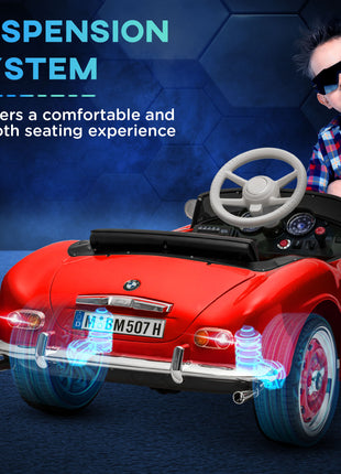 Licensed BMW 12V Kid Electric Ride On Car with Easy Transport, Red