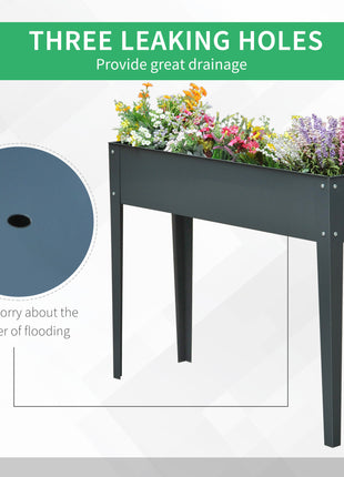 Metal Raised Garden Bed, Elevated Planter Box with Legs and Drain Holes, 39" x 12" x 32", Dark Gray
