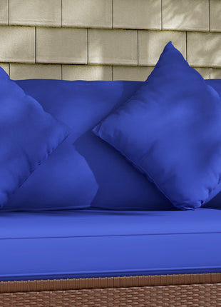 Wicker Loveseat, Patio Furniture Couch with Cushions, 2 Seat PE Rattan Sofa, 2 Throw Pillows, Blue