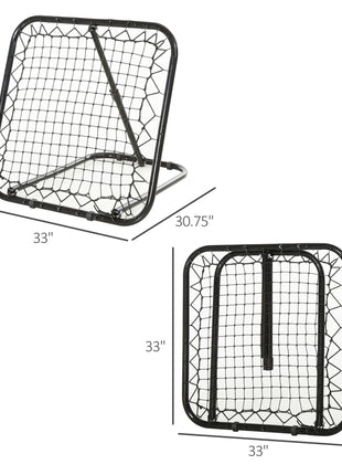 Soccer Rebounder Net, 3' x 3', Angle Adjustable Portable Training Goal Net with Quick Folding Design, Sturdy Metal Tube
