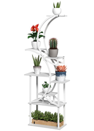 Plant Stand Indoor, 8 Tier 62" S-Shaped Plant Shelf, Corner Plant Rack for Multiple Plants, White