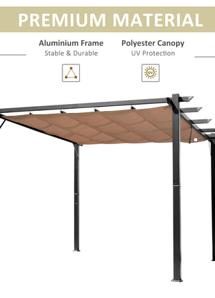 10' x 13' Outdoor Pergola Gazebo Backyard Canopy Cover Adjustable Sunshade, Gray
