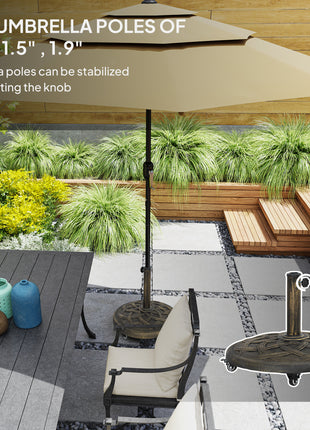Round Patio Umbrella Base with Wheels, 44 lbs Resin Umbrella Stand Base, Heavy Duty Patio Umbrella Holder for 1.3"/1.5"/1.9" Umbrella Poles for Outdoor, Lawn, Poolside, Bronze