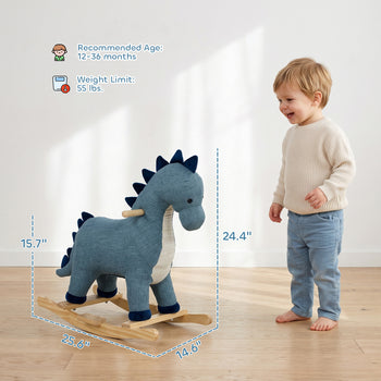 Baby Rocking Horse, Dinosaur Kids Ride on Horse with Realistic Sound, Interactive Toy for Toddlers 12-36 Months