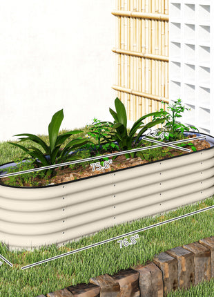 6.4' x 2' x 1.4' Galvanized Raised Garden Bed Kit, Metal Planter Box with Safety Edging, Cream