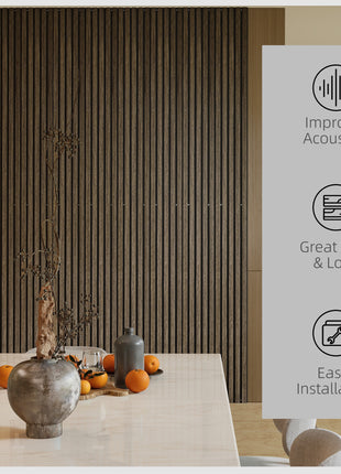 95" x 8" Wood Panels for Wall, 4 Pack Acoustic Panels, Sound Absorbing Slat Wall For Interior Wall Decor, Home, Walnut
