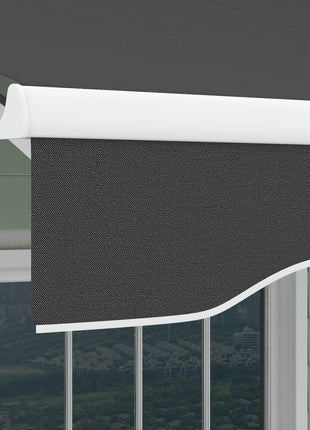 10' x 8' Electric Retractable Awning, Sun Shade Shelter，Remote Controller and Crank Handle for Deck, Balcony, Yard,
