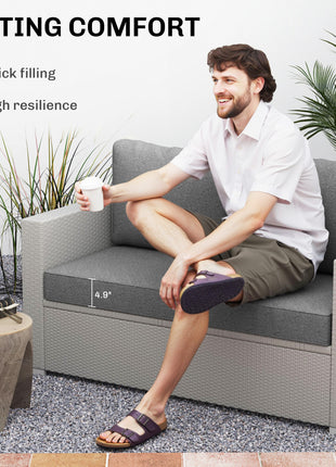 2 Seat Patio Furniture Cushions, 46x26x5 in, Thick Outdoor Loveseat Cushion Set with Removable Cover, Fade-Resistant Replacement Cushions for Outdoor Furniture, Couch, Bench, Swing, Gray