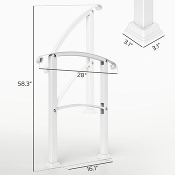 1-3 Step Metal Handrails for Outdoor Steps, Porch Deck Stair Railing with Installation Kit for Concrete Steps, White