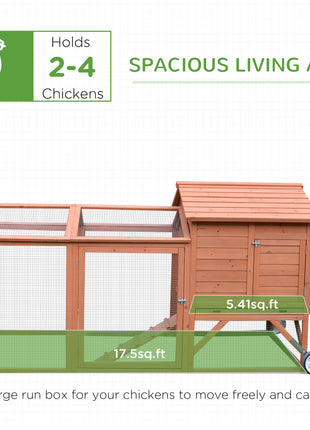 96.5" Chicken Coop Wooden Hen House Poultry Cage Pen Portable with Wheels and Nesting Box, Chicken Cage for Backyard Outdoor, Natural