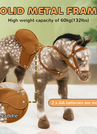 Kids Ride on Horse with Neighing Sound, Saddle for Ages 3-8