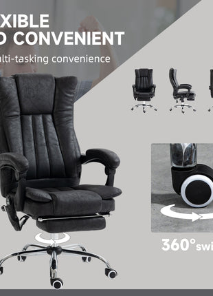 Massage Office Chair, 6 Points and Heat, Reclining Computer Chair with High Back, Adjustable Height and Footrest, Black