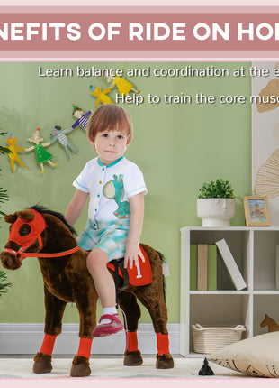 Ride on Horse for Kids 3-8 Years Old w/ Neighing Sound, Saddle & Stirrups