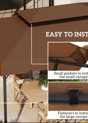 Model 84C-101 or 84C-144 13' x 10' Gazebo Replacement Canopy, Gazebo Top with Double Vented Roof (TOP ONLY), Coffee