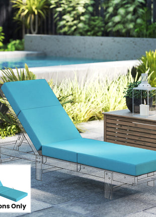 Chaise Lounge Cushion, 4" Thick Outdoor Lounge Chair Cushion with Ties for Patio, 21" x 72", Blue