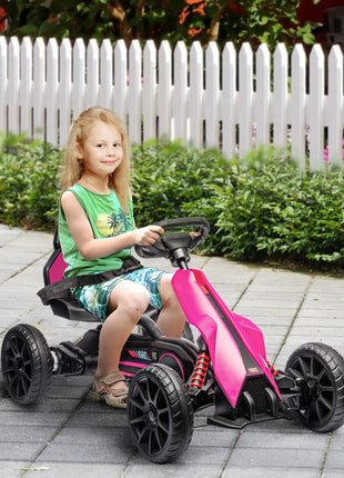 12V Electric Go Kart for Kids w/ Adjustable Speed, Pink
