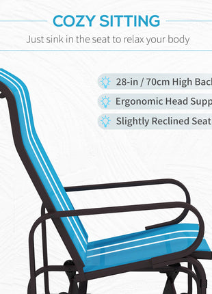 Gliding Lounger Chair, Single Rocker with Lightweight Metal & Mesh Construction, Blue