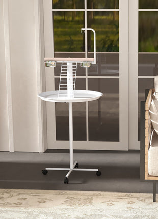 Bird Stand with Wheels, Perches, Feed Bowls, Round Tray for Parrot