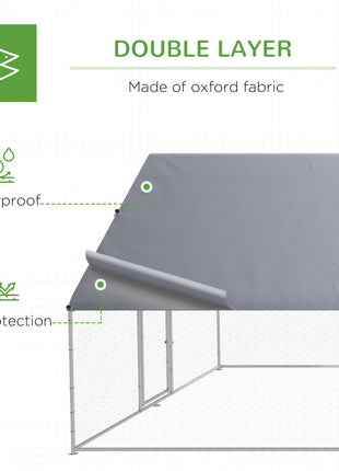 Large Chicken Coop Metal Chicken Run for Chickens with Waterproof and Anti-UV Cover, Spire Shaped Walk in Fence Cage Hen House for Outdoor and Yard Farm Use, 1.3" Dia, 9.8' x 26.2' x 6.4'